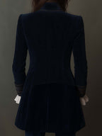 Adele | Blazer Lungo Vintage Ricamato Blu Navy