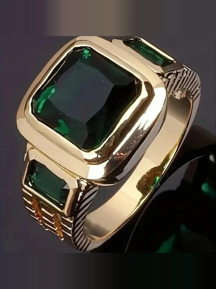 Aurora | Anillo Sello Esmeralda Dorado
