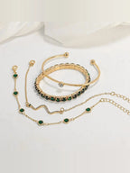 Celina | Set de 4 Pulseras Esmeralda Dorado
