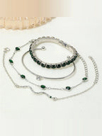 Celina | Set de 4 Pulseras Esmeralda Plateado