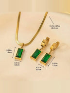 Isolda | Set de Collar y Aretes Esmeralda Dorado