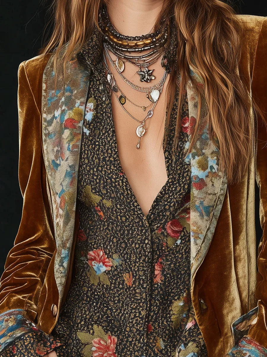Anabel | Blazer Patchwork con Estampado Floral Vintage