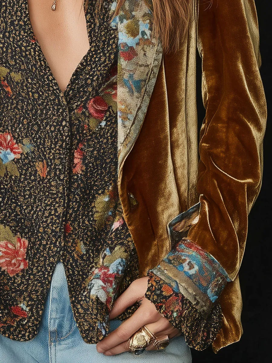Anabel | Blazer Patchwork con Estampado Floral Vintage