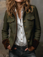 Belinda | Blazer Vintage de Espiga con Ribetes en Contraste