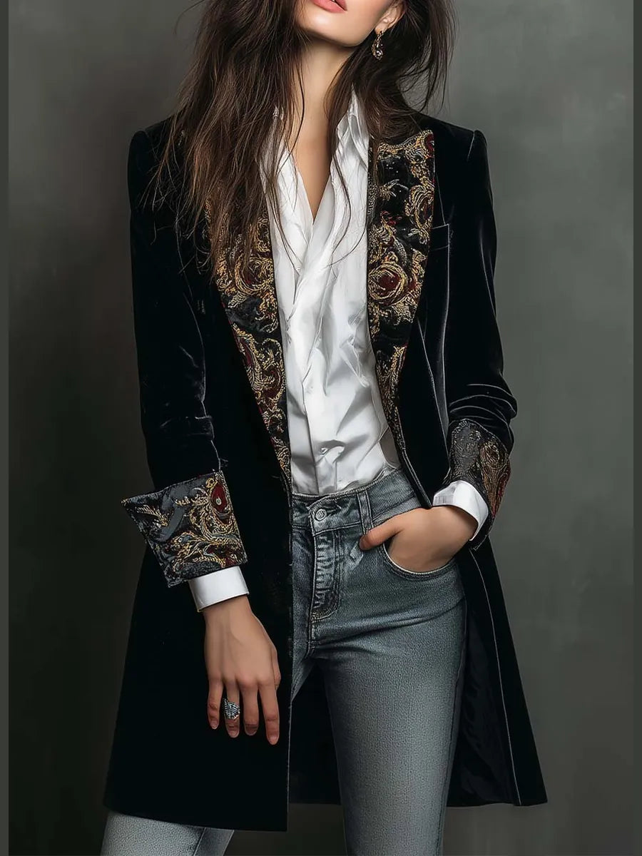 Casandra | Blazer Entallado con Estampado Barroco