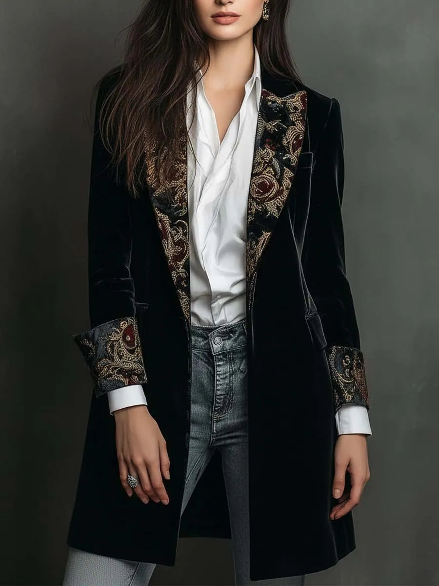 Casandra | Blazer Entallado con Estampado Barroco