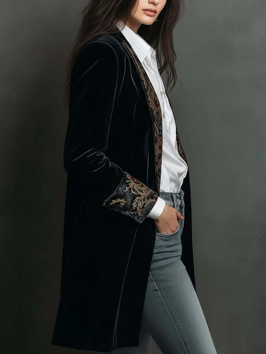 Casandra | Blazer Entallado con Estampado Barroco