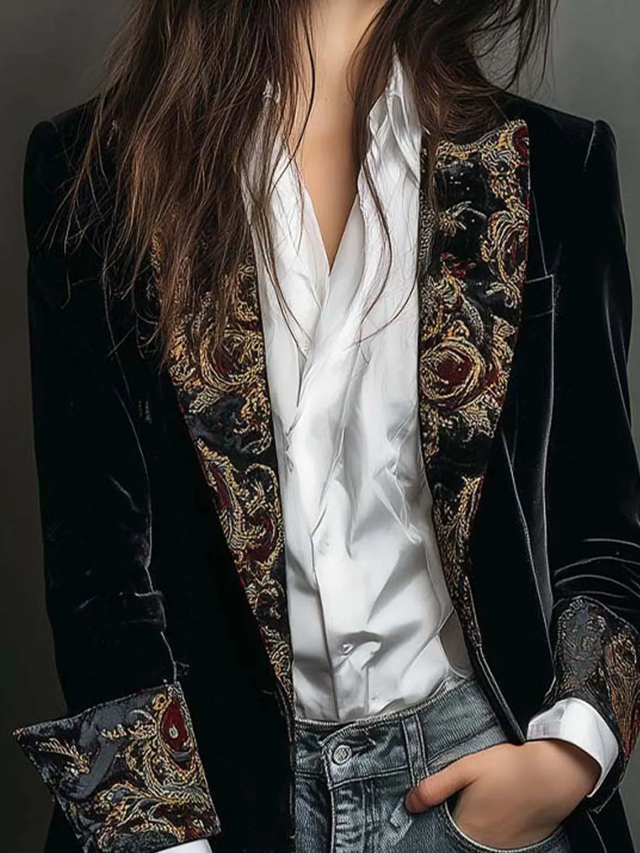 Casandra | Blazer Entallado con Estampado Barroco