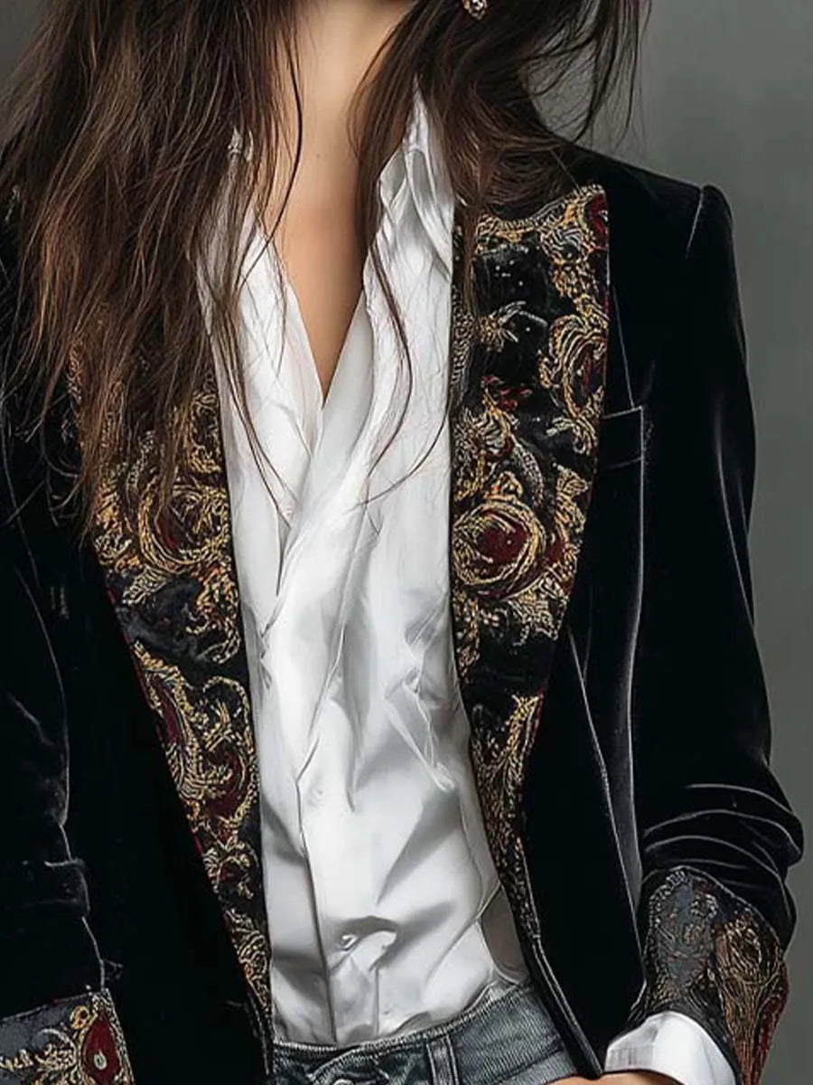 Casandra | Blazer Entallado con Estampado Barroco