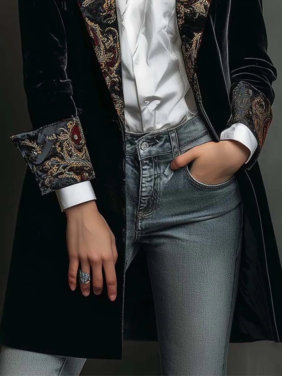 Casandra | Blazer Entallado con Estampado Barroco