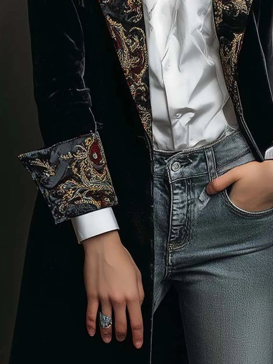 Casandra | Blazer Entallado con Estampado Barroco
