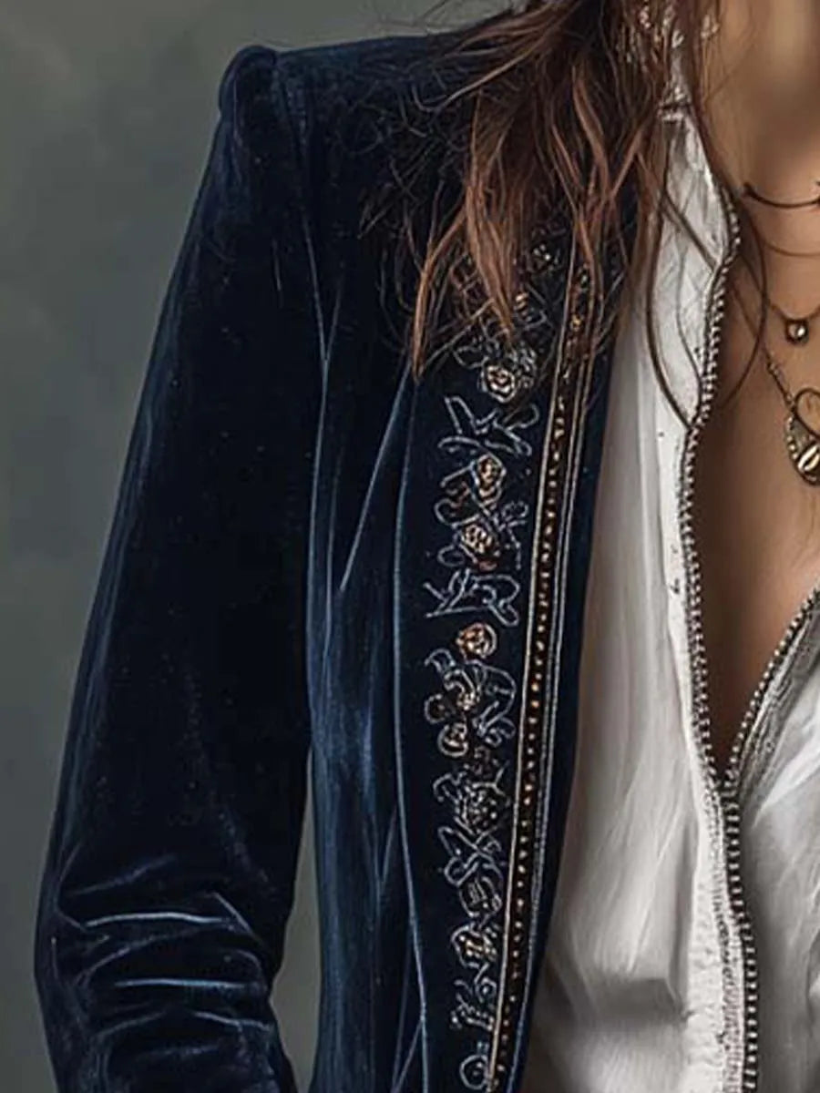Clarisa | Chaqueta Larga Bordada Vintage