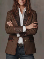 Francisca | Blazer de Espiga con Detalles Estampados