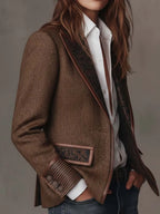 Francisca | Blazer de Espiga con Detalles Estampados