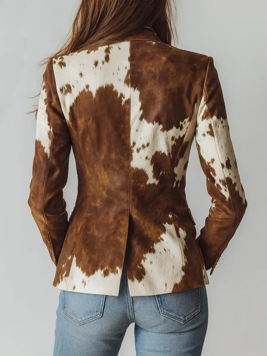 Mercedes | Blazer Vintage con Estampado de Vaca