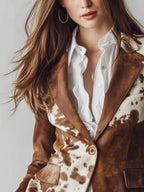Mercedes | Blazer Vintage con Estampado de Vaca