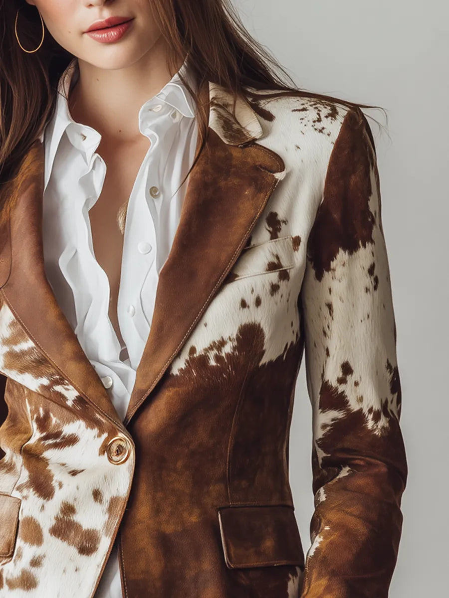 Mercedes | Blazer Vintage con Estampado de Vaca