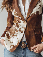 Mercedes | Blazer Vintage con Estampado de Vaca