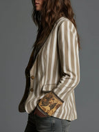 Rosaura | Blazer Bohemio de Rayas con Cuello Estampado