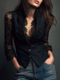 Vicenta | Blazer con Mangas Transparentes de Encaje