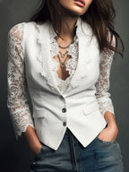 Vicenta | Blazer con Mangas Transparentes de Encaje