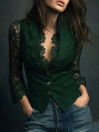 Vicenta | Blazer con Mangas Transparentes de Encaje