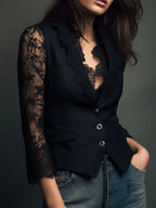 Vicenta | Blazer con Mangas Transparentes de Encaje
