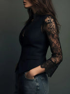 Vicenta | Blazer con Mangas Transparentes de Encaje