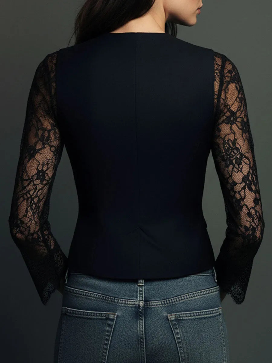 Vicenta | Blazer con Mangas Transparentes de Encaje