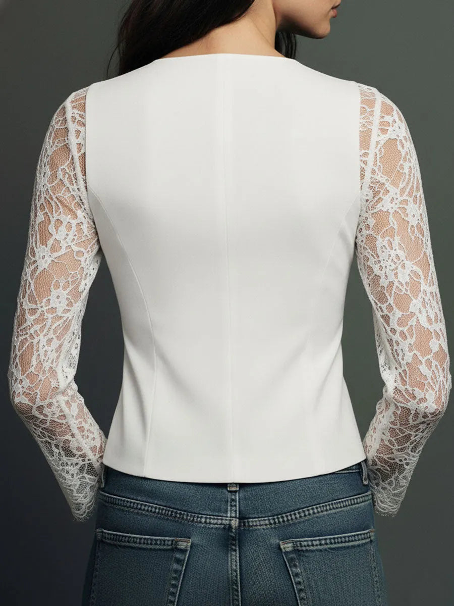 Vicenta | Blazer con Mangas Transparentes de Encaje