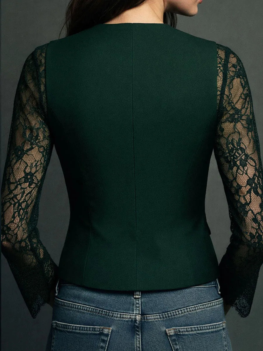 Vicenta | Blazer con Mangas Transparentes de Encaje