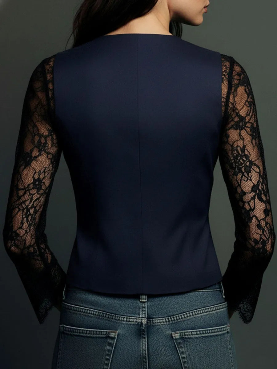 Vicenta | Blazer con Mangas Transparentes de Encaje