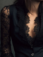 Vicenta | Blazer con Mangas Transparentes de Encaje