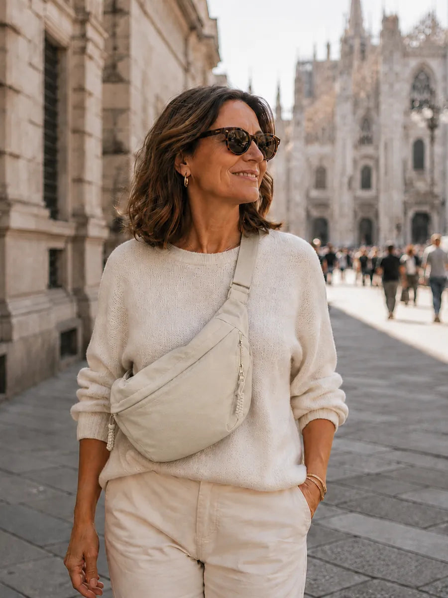 Gema | Bolso de Hombro Media Luna Beige