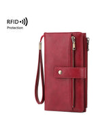 Daniela, cartera larga con bloqueo RFID en rojo vino