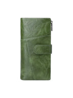 Cartera larga antirrobo RFID en color verde