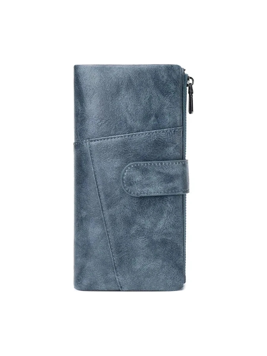 Cartera larga antirrobo RFID en color azul