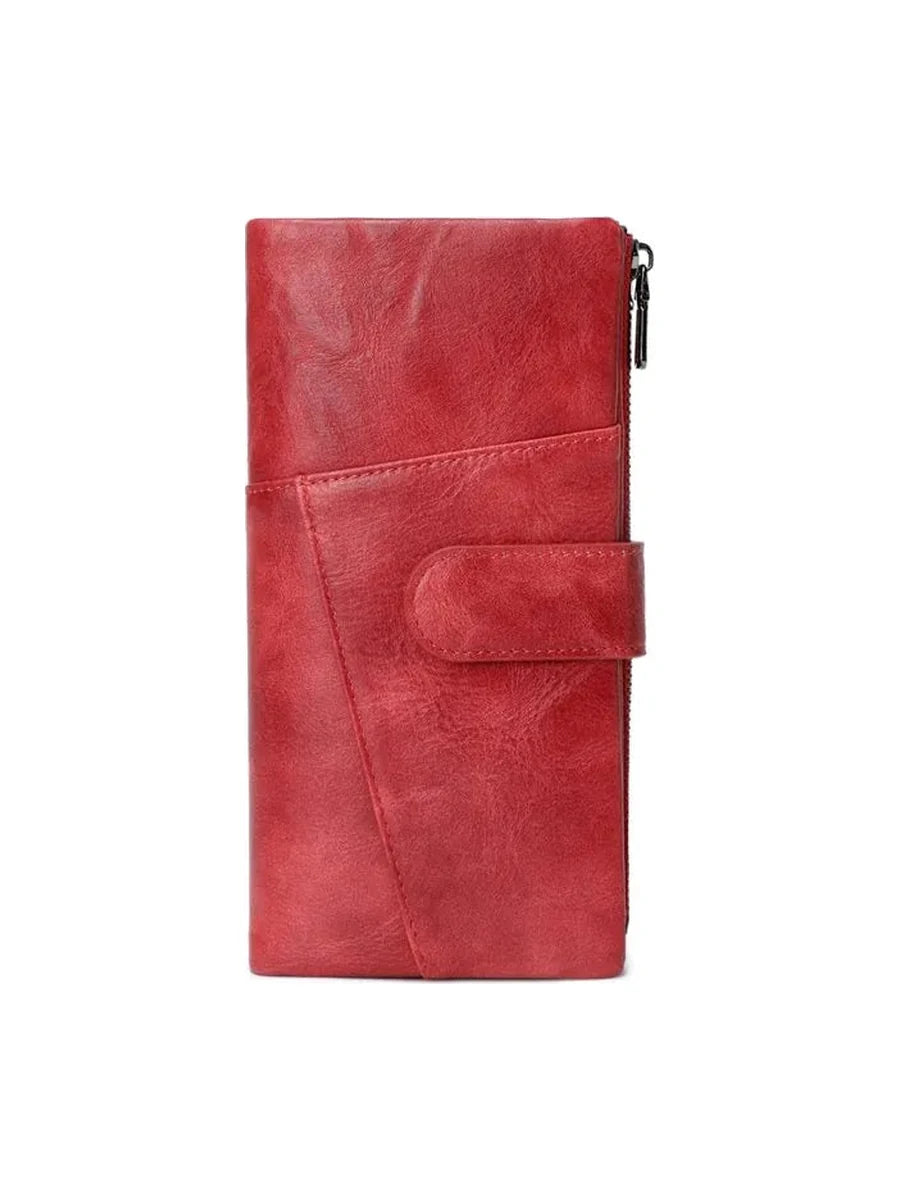 Cartera larga antirrobo RFID en color rojo