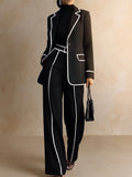 Ana | Conjunto de Blazer con Ribete y Pantalón Ancho