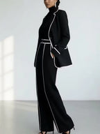 Ana | Conjunto de Blazer con Ribete y Pantalón Ancho