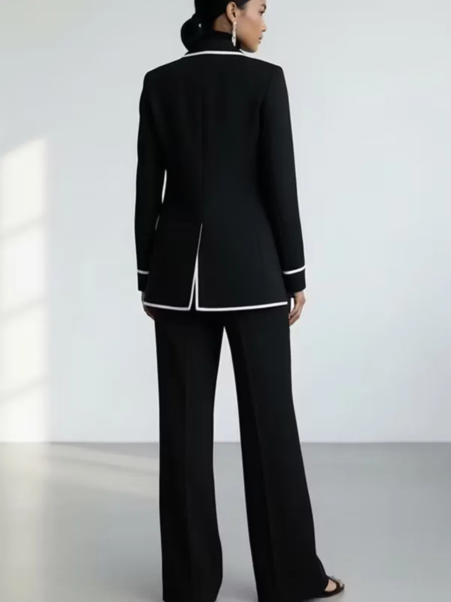 Ana | Conjunto de Blazer con Ribete y Pantalón Ancho