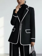 Ana | Conjunto de Blazer con Ribete y Pantalón Ancho
