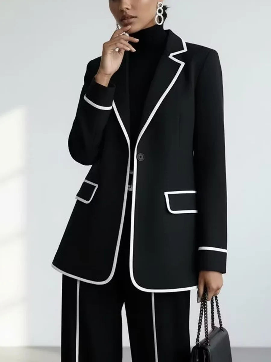 Ana | Conjunto de Blazer con Ribete y Pantalón Ancho