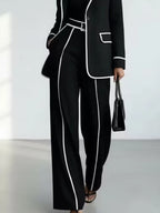 Ana | Conjunto de Blazer con Ribete y Pantalón Ancho