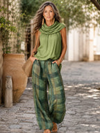 Carina | Conjunto de Top Sin Mangas y Pantalón Ancho de Cuadros