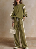 Sandra | Conjunto de Sudadera y Pantalón Ancho Verde Oliva