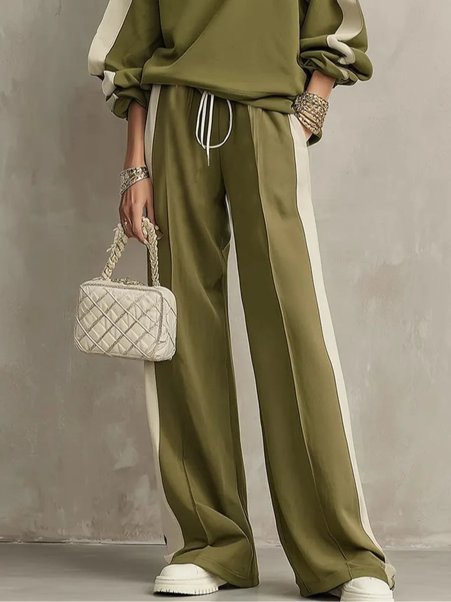 Sandra | Conjunto de Sudadera y Pantalón Ancho Verde Oliva