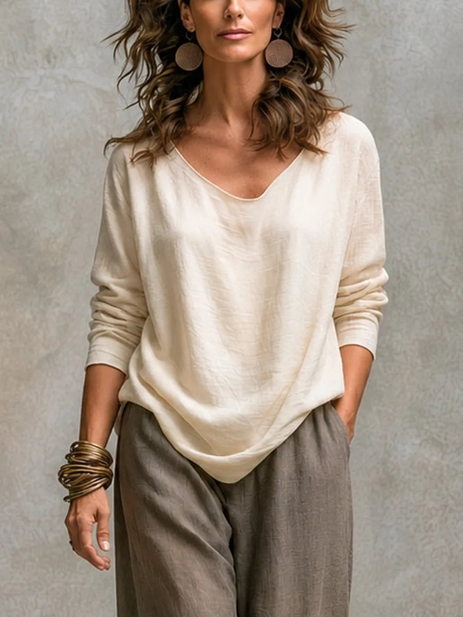 Silvana | Conjunto de 3 Piezas Beige y Gris con Pantalón Palazzo