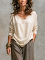 Silvana | Conjunto de 3 Piezas Beige y Gris con Pantalón Palazzo