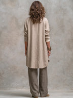 Silvana | Conjunto de 3 Piezas Beige y Gris con Pantalón Palazzo